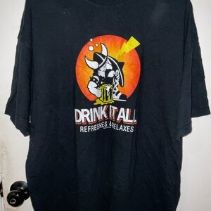 Shirts Happen men’s Black Graphic Drink it all T-Shirt size XXL